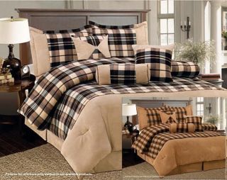 Plaid Fleece/Microsu ede bed in a bag Comforter Set NEW in TWO COLORS