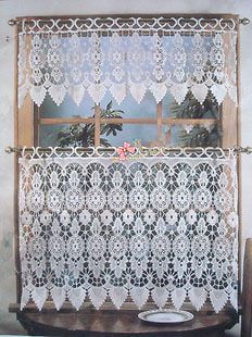 Crochet Window Valance/Cafe Curtain~13/24/36~White~Romantic French