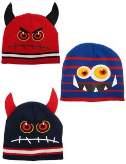 Kids, BOYS, GIRLS Fine Knitt Devil, Monster BEANIE HAT Size 2   8 & 8