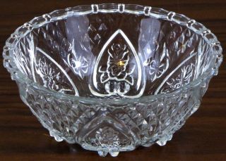 KIG Indonesia Glass Etched Open Candy Dish Nut Bowl 5 Hearts