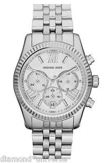 New Michael Kors Mk5555 Mid Size Silver Stainless Steel Lexington