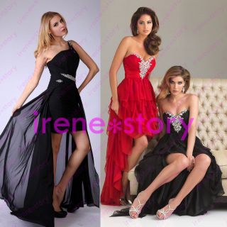 Strapless High Low Prom Dress Cocktail Party Evening Gown Black ,Red 6