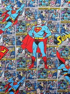 RARE ~ SUPERMAN ~ Man Of Steel Superhero Comic Strip fabric yard