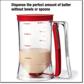 Pancake or Cupcake Batter Dispenser   Measuring Cup   Plastic & Red