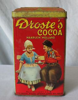 Vintage DROSTE Cocoa 1 LB Tin Haarlem, Holland   Original Contents