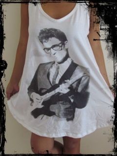 Ladies Buddy Holly Dress*** Free Size Tank Top T Shirt Vest Singlet