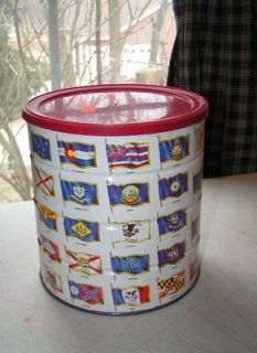 Vintage 1970 Hills Bros Coffee Can All 50 State Flags