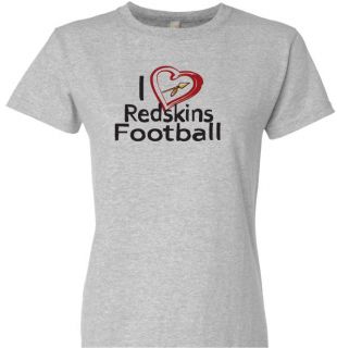 Love Redskins Football Ladies T Shirt 4 Washington DC Fans Heart