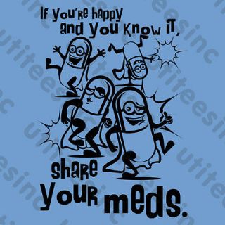 MEDS Happy Pill T SHIRT Viagra Prozac Cialis Xanax Valium Tee S   5XL