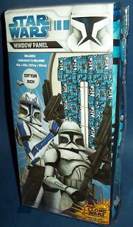STAR WARS CLONE Trooper WINDOW PANEL Blue Drapes Curtains NEW SEALED