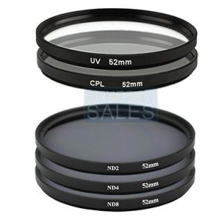 52MM Filter Kit UV CPL Neutral Density ND2 ND4 ND8 for AF S DX 18 55mm