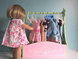 DOLL CLOTHES RACK Storage Space + 1 Dozen Hangers fits All American