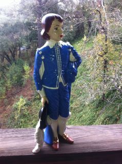 Vintage Holland mold statue 16 inches tall hand painted Blue Boy