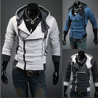 Mens Slim Top Designed Sexy Hoody Jacket Coat 3 Colors Sweats/Hoodies