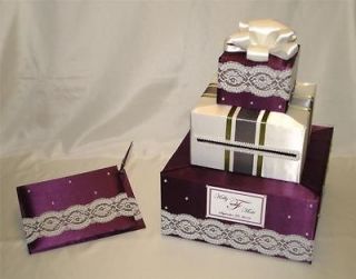 Custom Made Wedding Card Box Guest Book/Pen set  any color combination