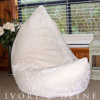 Large Fur Pillow Mattress Lounger BEAN BAG White Plush Soft TV Chair
