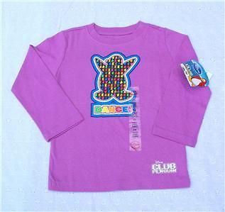 NWT Disney Club Penguin Purple Shirt Girls S 5/6 Long Sleeve