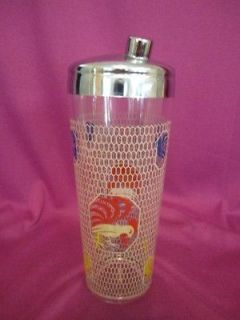 Vintage Glass Cocktail Shaker Rooster Decor