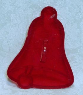 Vintage Clear Red Plastic Cookie Cutter   Christmas Bell