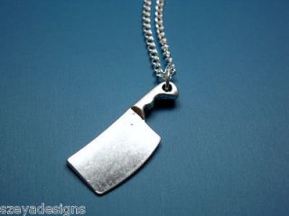 Necklace   zombie weapon murder tool meat cleaver funny funky geek
