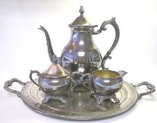 ROGERS SILVER CO. PLATED TEA/COFFEE SET TRAY/SUGAR/CRE AMER/POT