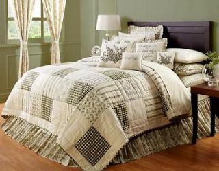 MEADOWSEDGE COUNTRY PATCHWORK GREEN TAN MEADOWSEDGE QUEEN 5pcBED IN A