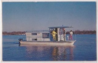 Lake Tawakoni State Park, Texas Postcard Houseboat Boating Scene