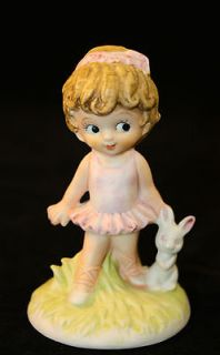Collectible Ballerina Dancer Girl & Bunny Decorative Figurine Ardco