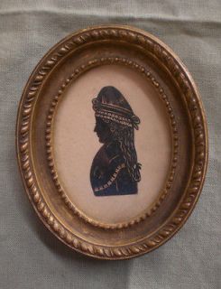 ANTIQUE CUT OUT OF LADY IN MID 18TH CENTURY CLOTHING