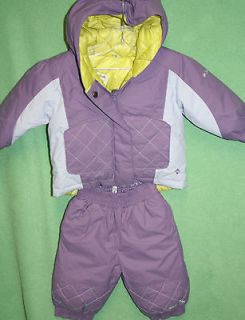 COLUMBIA GIRLS PURPLE 2PC SNOWSUIT REVERSIBLE YELLOW NWTS INFANT BABY