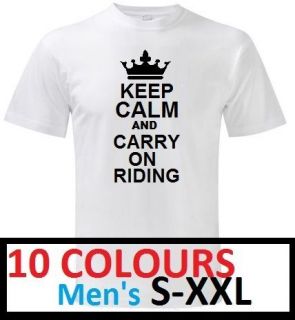 KEEP CALM CARRY ON RIDING Mens T Shirt   Horse Ride Birthday Gift Idea