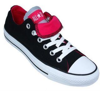 Converse All Star Double Tongue Ox Canvas Shoes Black/Raspberr y UK 4