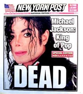 Michael Jackson Newspaper New York Post 2009 Mint MJ Thriller King Of