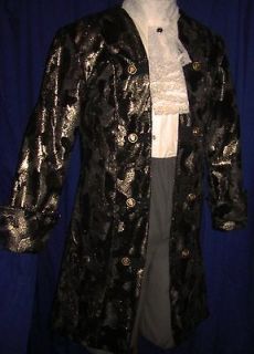 Black Velvet & Gold Scrolled Rococo Frock / King/ Colonial Coat 40