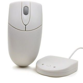 Beige Generic Wireless 3 Button Scroll Ball Mouse W/ PS/2 Receiver