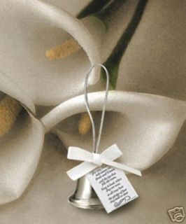72 Silver Bells with Ribbon & Poem Card Wedding Favors