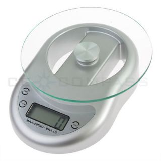 Digital Food Kitchen Glass Scale 5kg/11lbs +Clock Timer