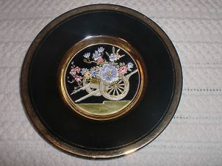 Art Deco 6 Plate Dish Gold Silver Copper Rickshaw Flowers Japan