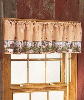 Woods Whimsical Bear Moose Cabin Lodge Bathroom Window Curtain Valance