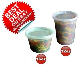 32 oz Clear Plastic Soup/Food Containers w/Lids Combo (Microwaveable