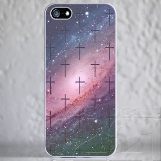 White Apple iPhone 5 Galaxy Crosses Milky Way Nebula Cosmos Case Cover