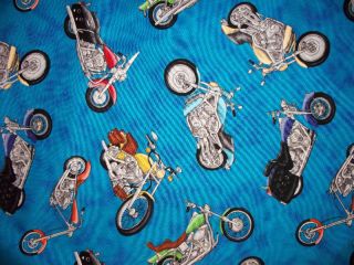MOTORCYCLE HOGS HARLEYS BIKE CHOPPERS COTTON FABRIC FQ