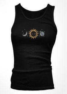 Outdoor Sky With Sun Crescent Moon And Saturns Rings Design Girls
