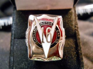 1930s Style CADILLAC V16 LOGO Closionne Nickel Silver Ring Series 452