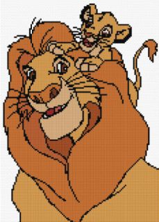 Lion King Simba & Mufasa 2 Counted Cross Stitch Kit