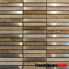 SAMPLE  Stainless Steel and Crema Marfil Marble Mosaic Tile Kitchen