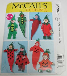Costume Patterns McCalls Sz Baby MP242 Veggie Pods Pea Pepper