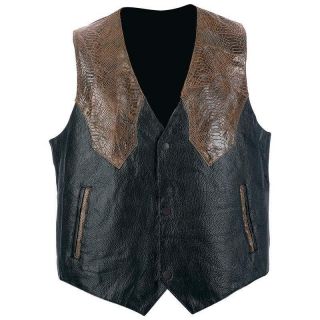 NWT Giovanni Navarre Mens Brown Black Leather Motorcycle Vest Western