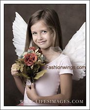 Childrens up pointing costume feather wings w/halo Fairy Angel stage