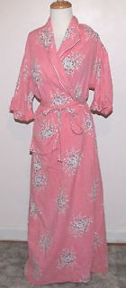 Vintage 30s 40s Pink Lilly of The Valley Roses Cotton Bath Robe